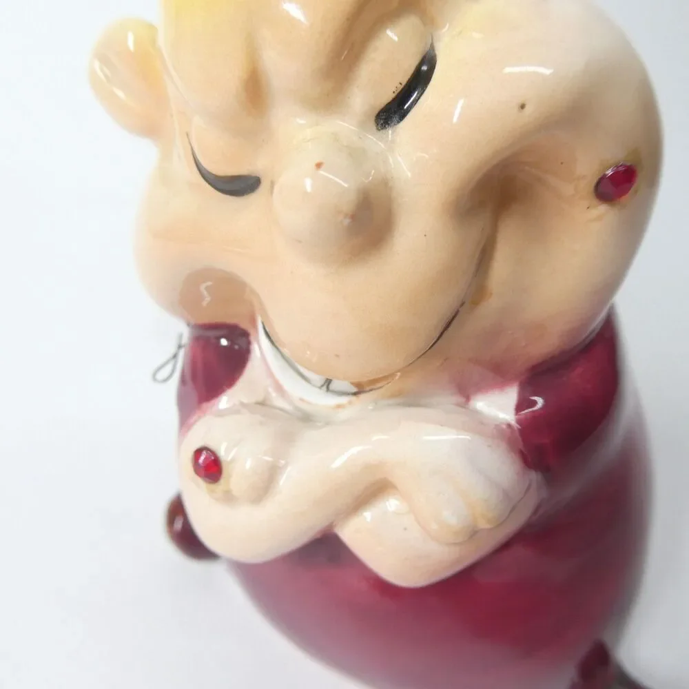 Kreiss Psycho Ceramics Figure Smug Sneering Man w/Jewels Figurine Vintage Japan